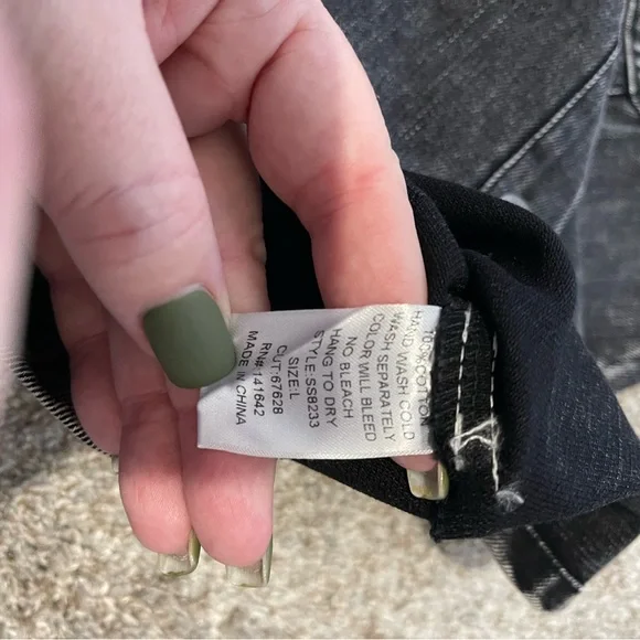 ❤️She + Sky black acid wash button front mini skirt size large  - Picture 6 of 8